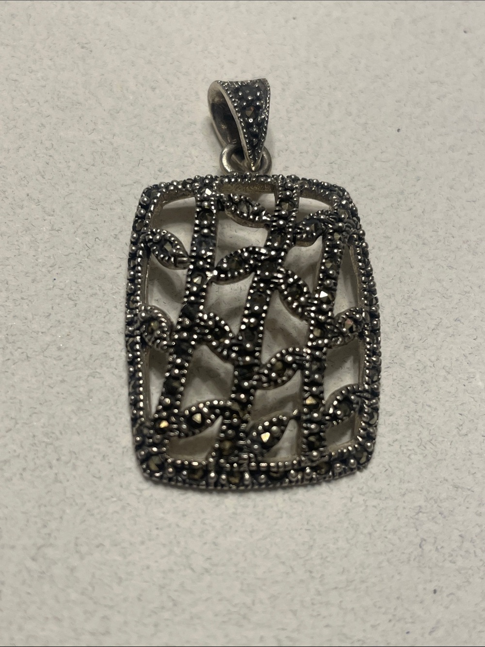 Sterling Silver Marcasite Lattice Pendant - Silver